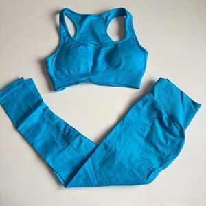 Bright Blue Sports Bra and Leggings Activewear Performance Set